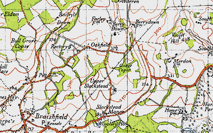 Old map of Bailey's Down in 1945