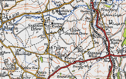 Old map of Upper Stanton Drew in 1946
