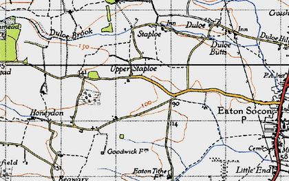 Old map of Upper Staploe in 1946