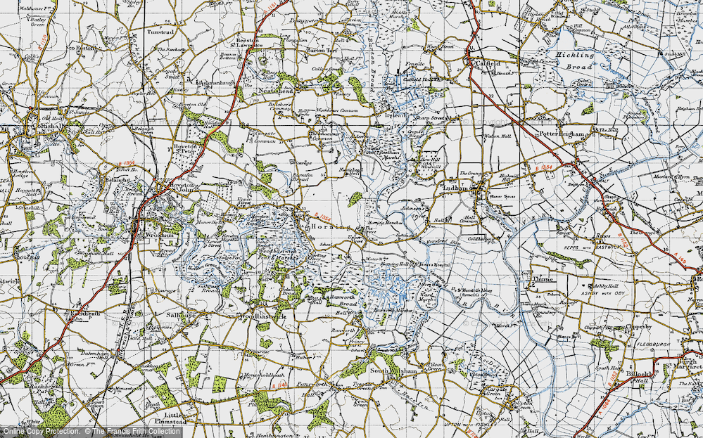 Old Map of Historic Map covering Browns Hill in 1945