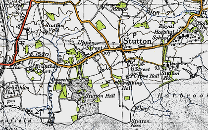 Old map of Stutton Hall in 1946