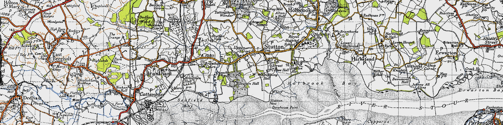 Old map of Stutton Hall in 1946