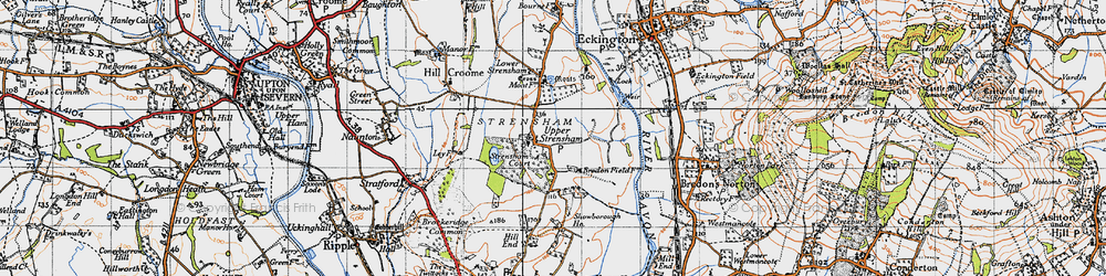 Old map of Upper Strensham in 1946