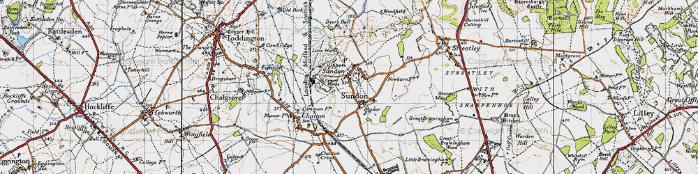 Old map of Upper Sundon in 1946