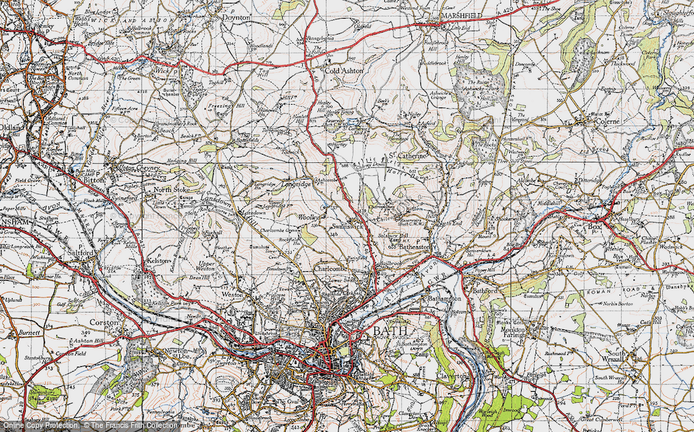 Old Map of Historic Map covering Charmy Down in 1946