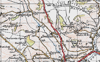 Old map of Charmy Down in 1946