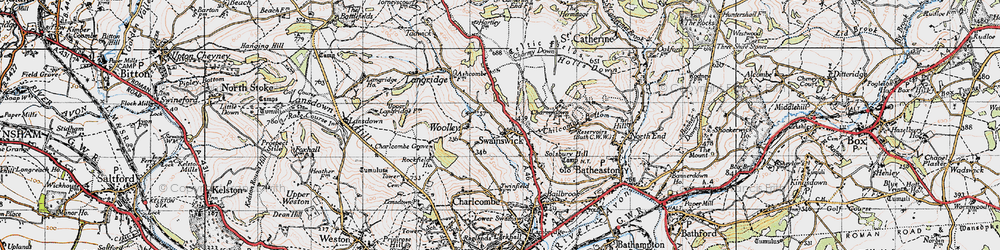 Old map of Charmy Down in 1946