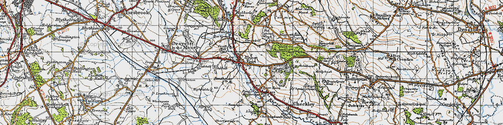 Old map of Upper Tean in 1946