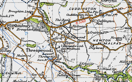 Old map of Upper Threapwood in 1947