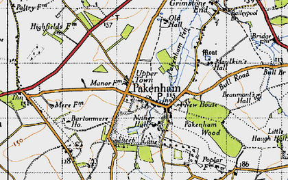 Old map of Bartonmere Ho in 1946