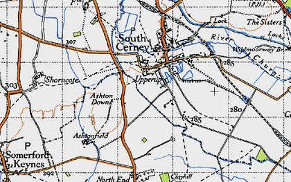 Old map of Upper Up in 1947