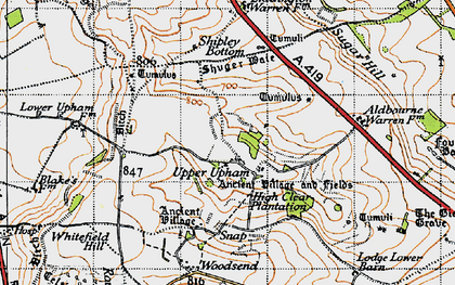 Old map of Upper Upham in 1947