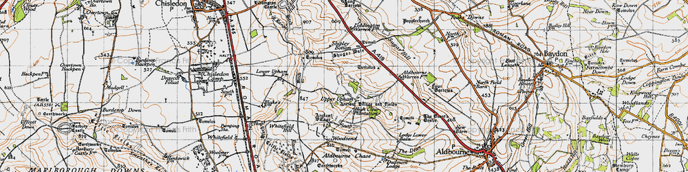 Old map of Upper Upham in 1947
