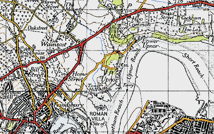 Old map of Upper Upnor in 1946