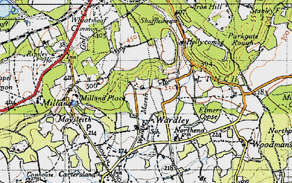 Old map of Upper Wardley in 1940