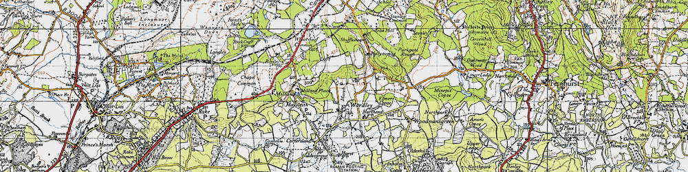 Old map of Upper Wardley in 1940