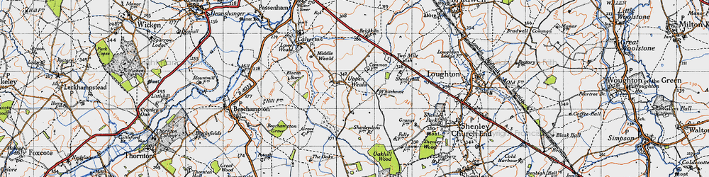 Old map of Upper Weald in 1946