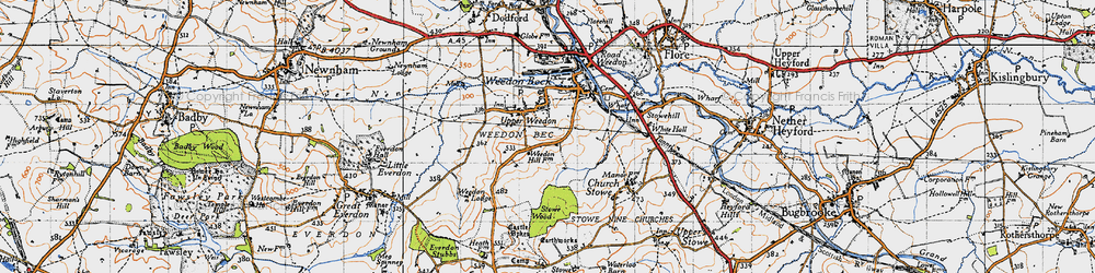 Old map of Upper Weedon in 1946
