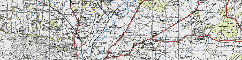 Old map of Upper Wellingham in 1940