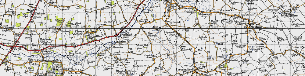 Old map of Upper Weybread in 1946