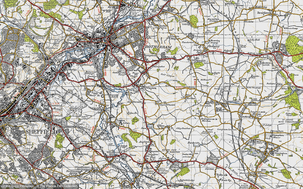 Old Map of Upper Whiston, 1947 in 1947