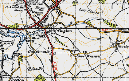 Old map of Upper Whiston in 1947