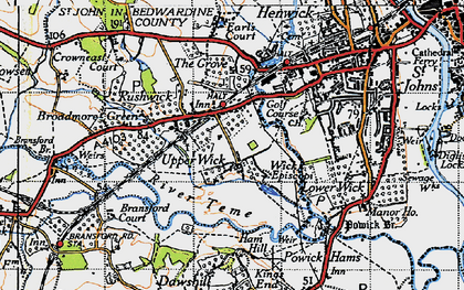 Old map of Upper Wick in 1947