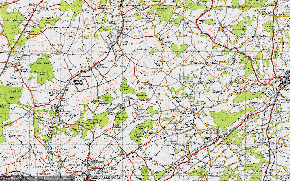 Old Map of Upper Wield, 1945 in 1945