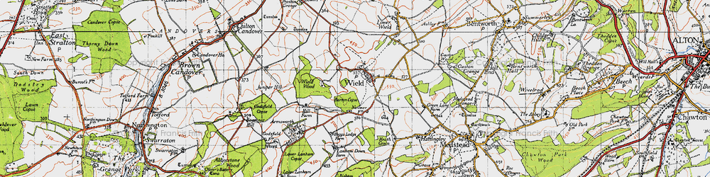 Old map of Upper Wield in 1945