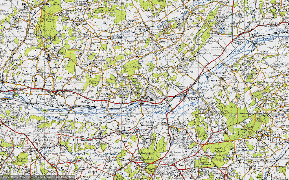 Old Map of Upper Woolhampton, 1945 in 1945