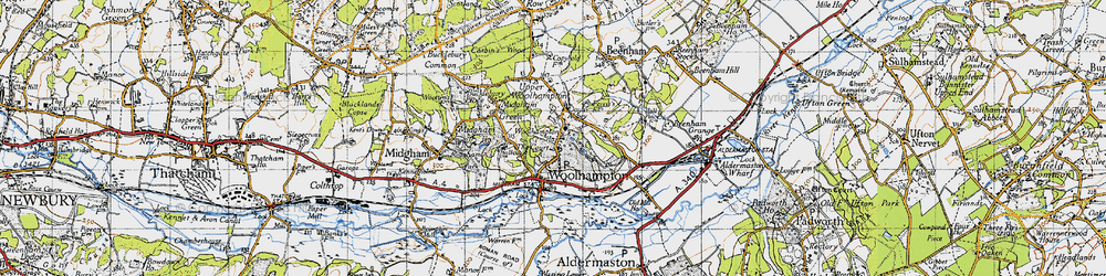 Old map of Upper Woolhampton in 1945