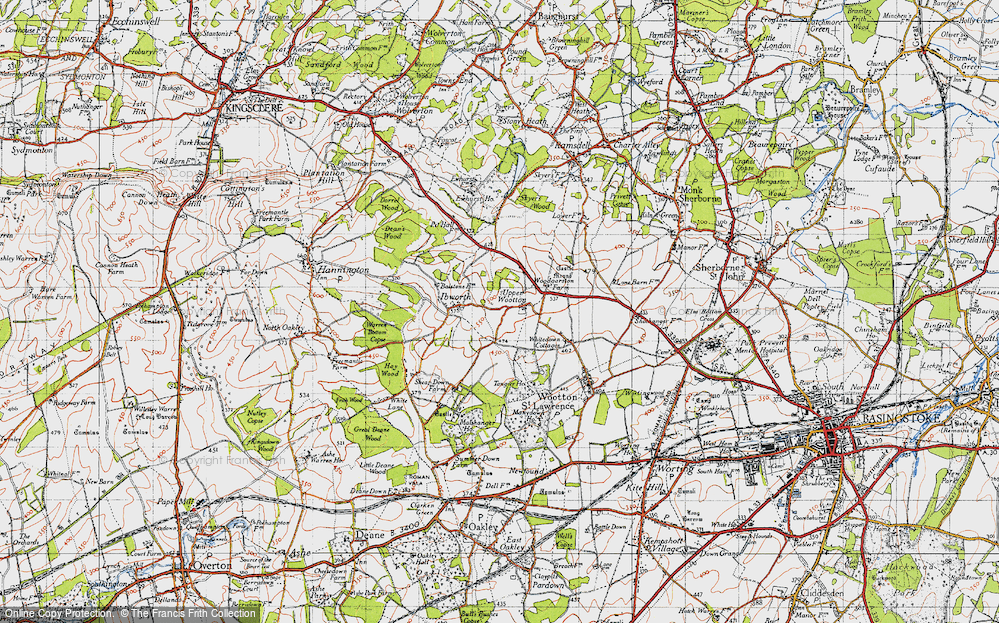 Old Map of Historic Map covering Whitedown in 1945