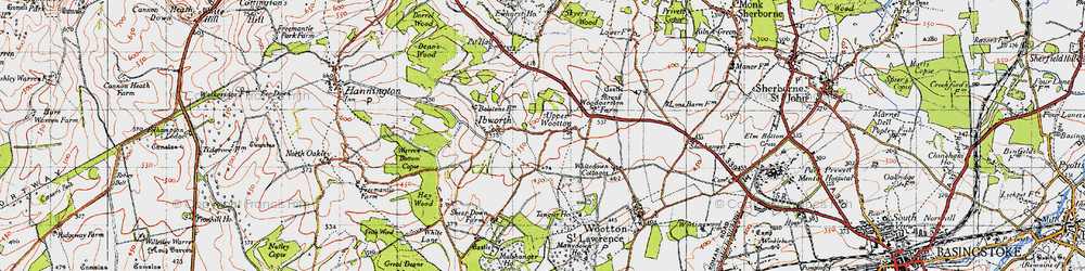 Old map of Upper Wootton in 1945