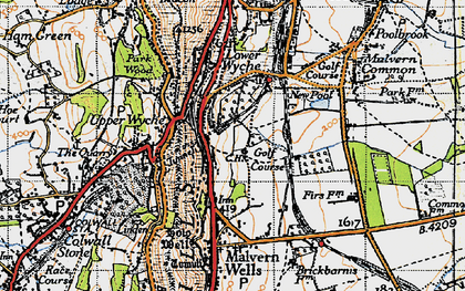 Old map of Upper Wyche in 1947