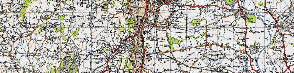 Old map of Upper Wyche in 1947