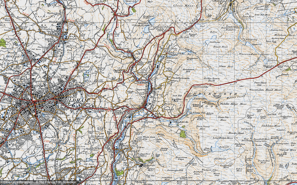 Old Map of Uppermill, 1947 in 1947