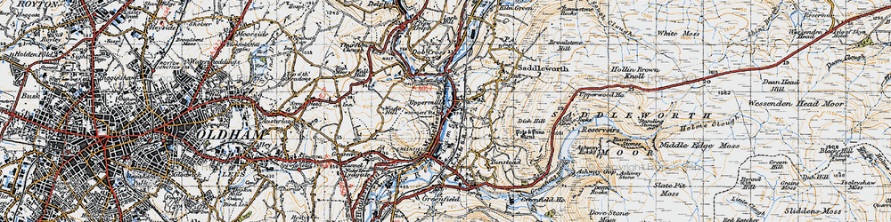 Old map of Uppermill in 1947
