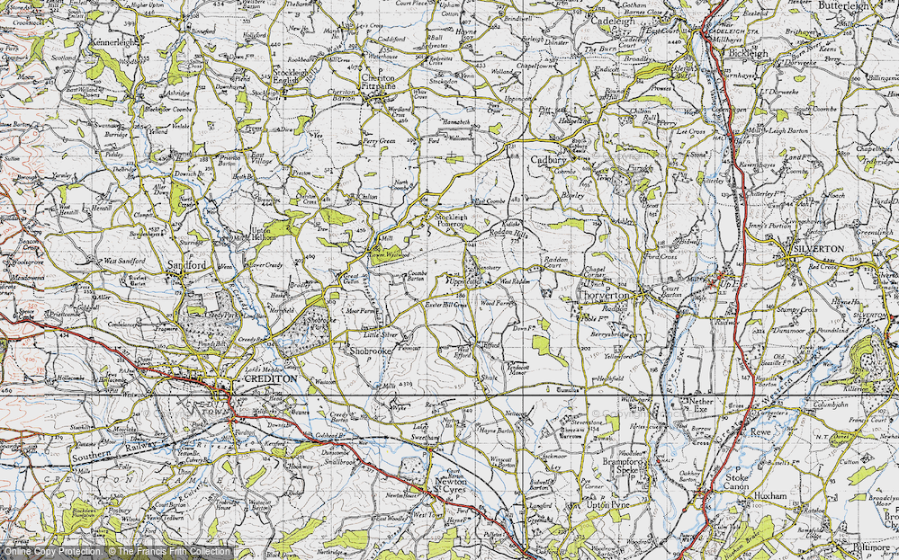 Old Map of Historic Map covering West Raddon in 1946