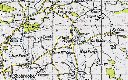 Old map of West Raddon in 1946