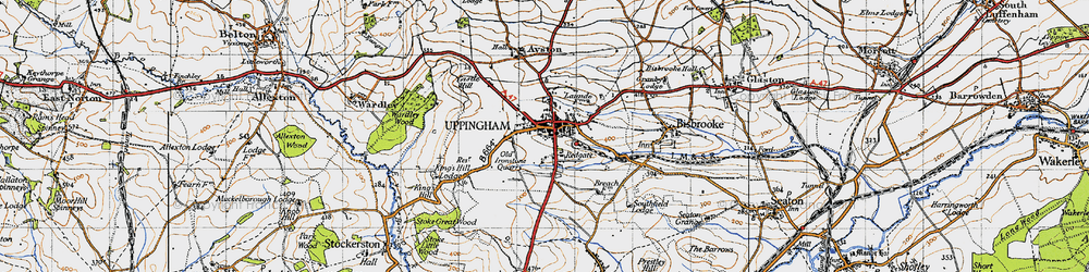 Old map of Uppingham in 1946