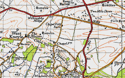 Old map of Willoughby Hedge in 1945