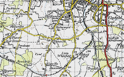 Old map of Upton in 1945