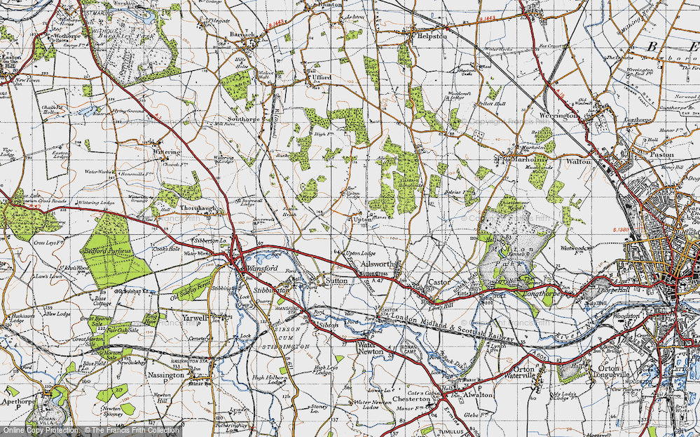 Old Map of Historic Map covering Ailsworth Heath in 1946