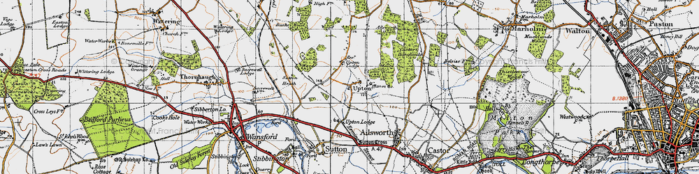 Old map of Ailsworth Heath in 1946