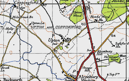 Old map of Upton in 1946