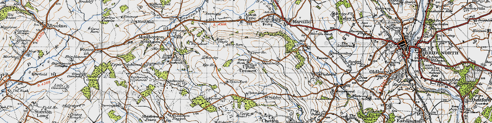 Old map of Upton Cressett in 1947