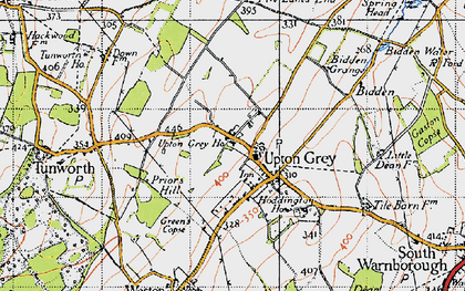 Old map of Upton Grey in 1940