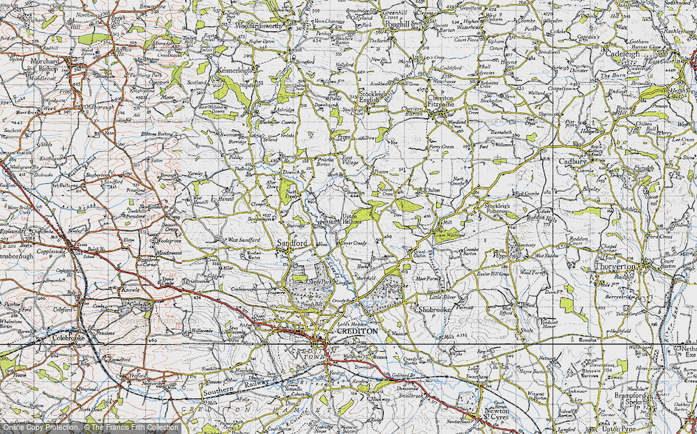 Old Map of Upton Hellions, 1946 in 1946