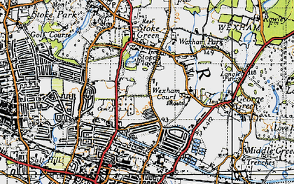 Old map of Upton Lea in 1945