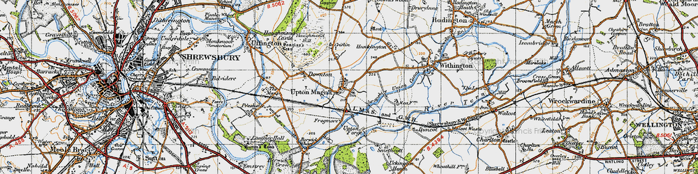 Old map of Upton Magna in 1947